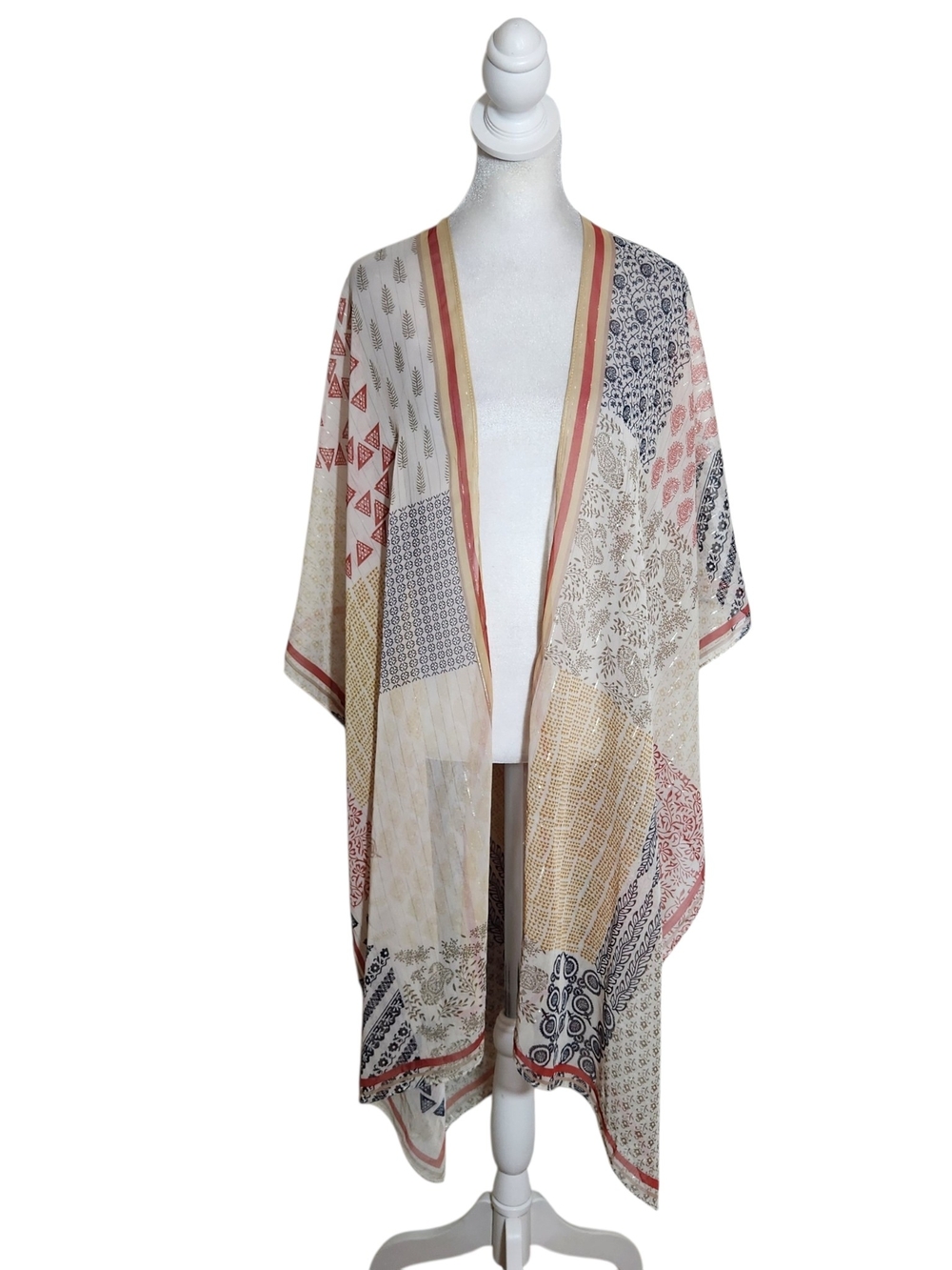 Francesca's Sheer Patchwork Boho Kimono One Size